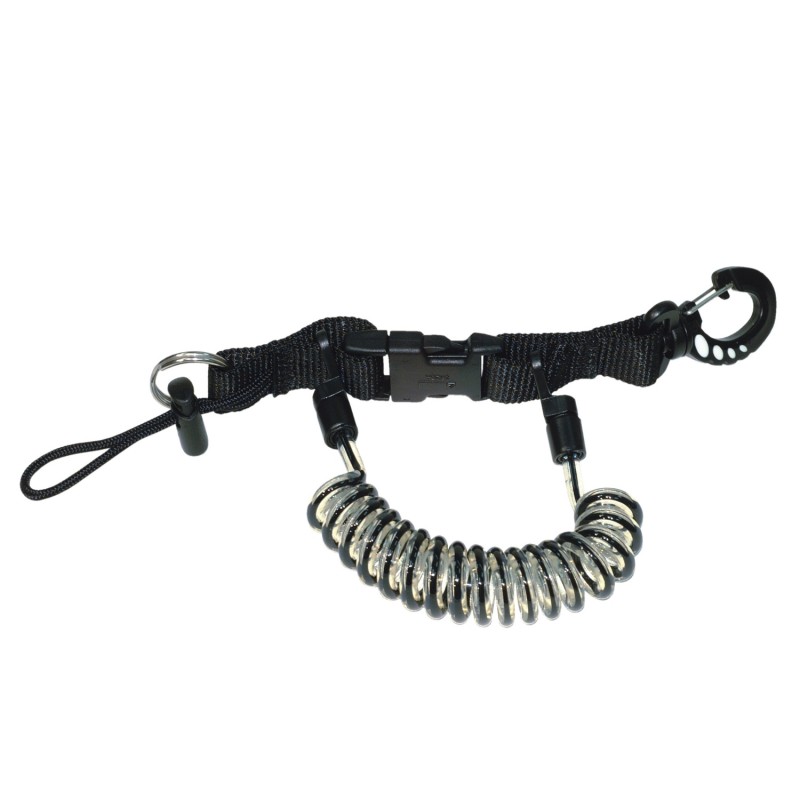 Quick release coil lanyard